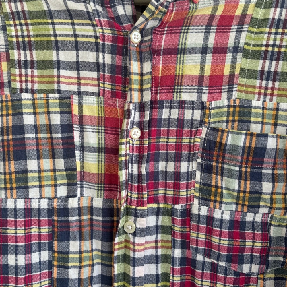 J. Crew Madras Patchwork Plaid Multicolor Long Sl… - image 7